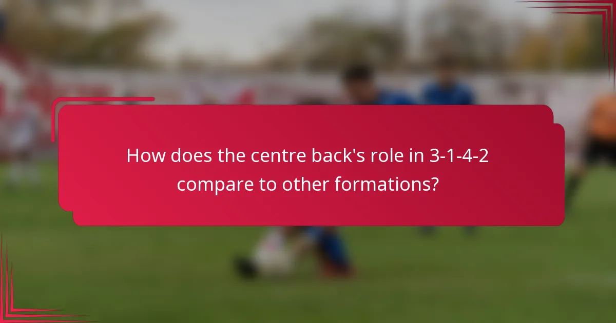 How does the centre back's role in 3-1-4-2 compare to other formations?