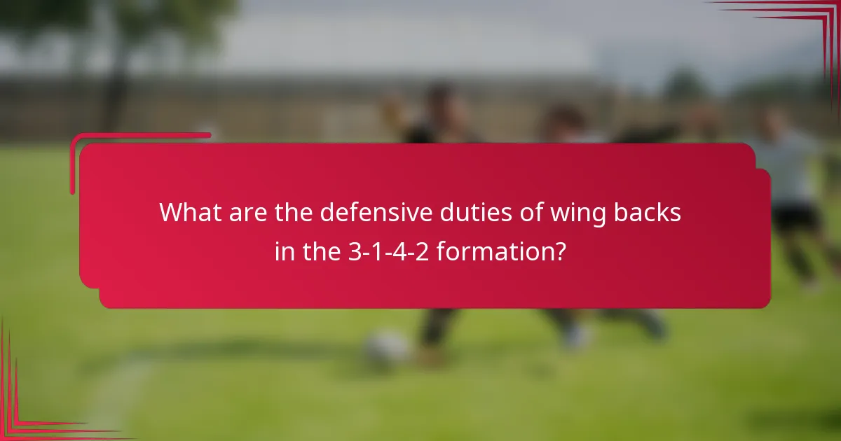 What are the defensive duties of wing backs in the 3-1-4-2 formation?